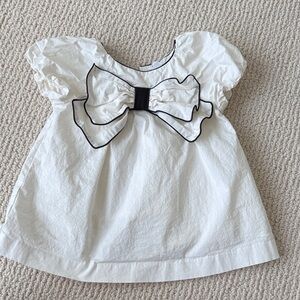 Zara White Dress with Black Bow Accent
